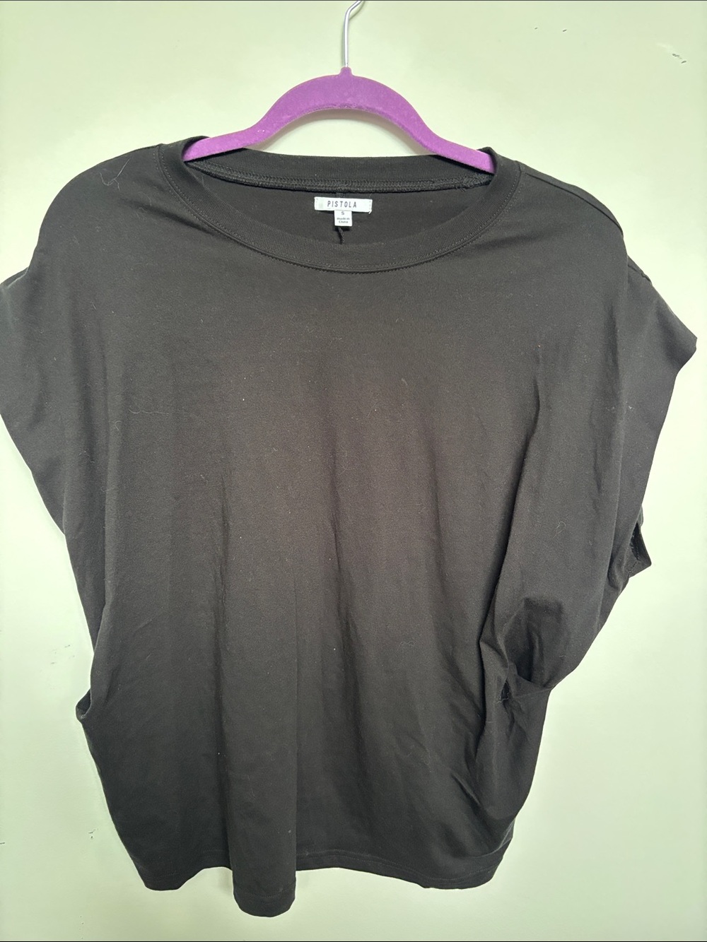 pistola Black Boxy Short Sleeve Crewneck Top